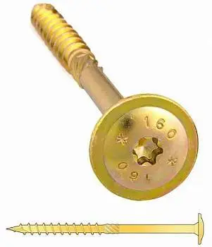 Профес. Саморез по дереву, желт., прессшайба (тарел), Torx 30, 6х80 (100 шт. в упак)